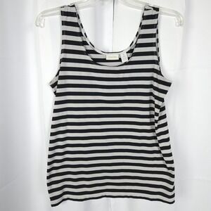 Chico's Tank Top Women 1 / 8 Black White Striped Nylon Spandex